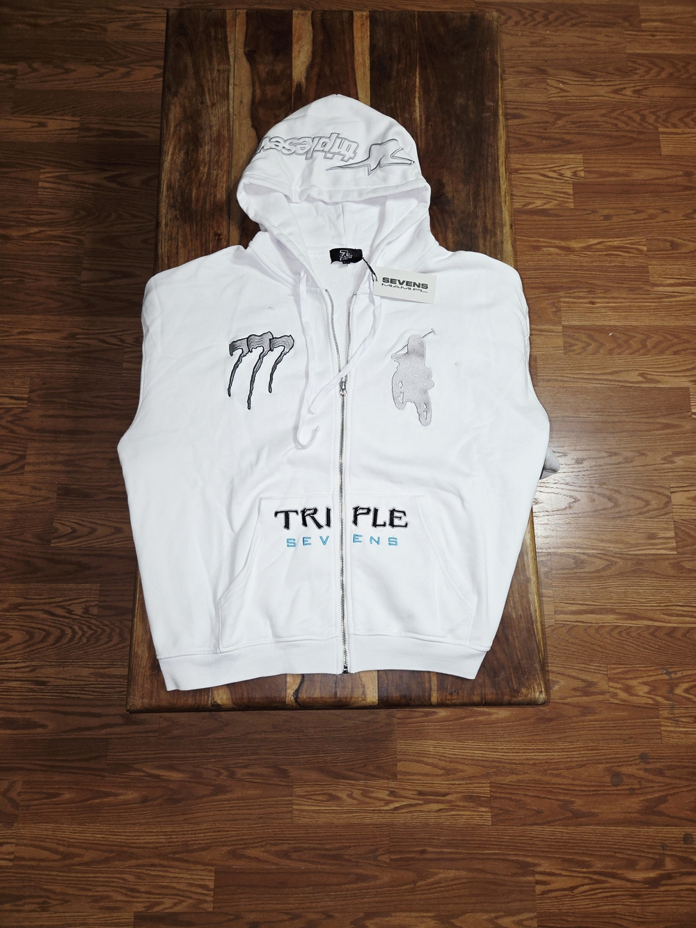 Triple 7's Miami White Zip-Up Hoodie